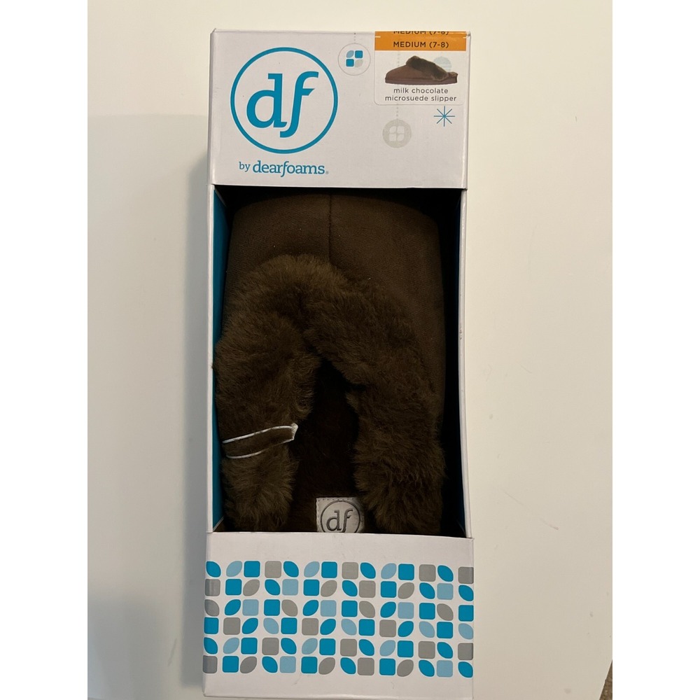 NWT Dearfoam Ladies Slipper Brown Microsuede Medium 7-8 milk chocolate in or out